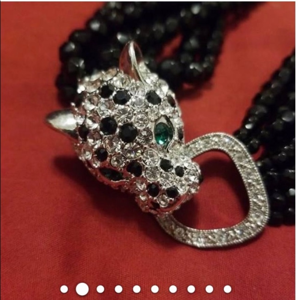 Kenneth Jay Lane KJL Leopard Blk Mlti-strand Neklc